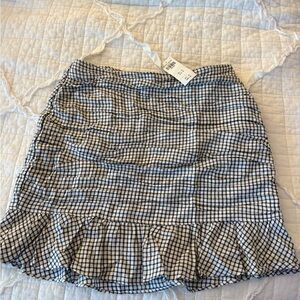 Abercrombie & Fitch Black and White Mini Pencil Skirt with Ruffled Hem